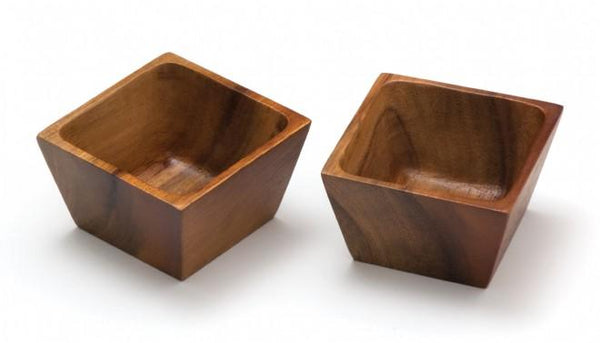 Lipper Acacia Wood Set of 2 Square Pinch Bowls