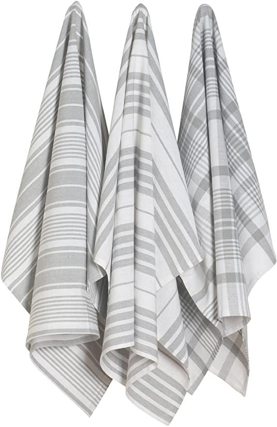 Now Designs Set of 3 Jumbo Cotton Dishtowels - London Grey