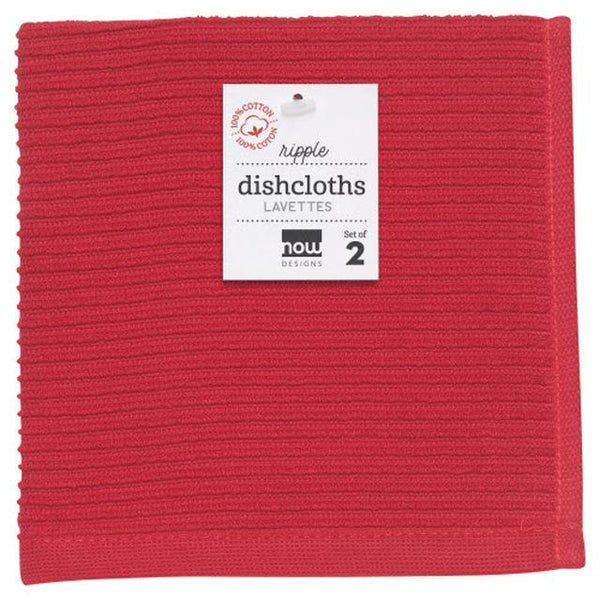 Now Designs Ripple Cotton Dishcloths Set of 2 - Red