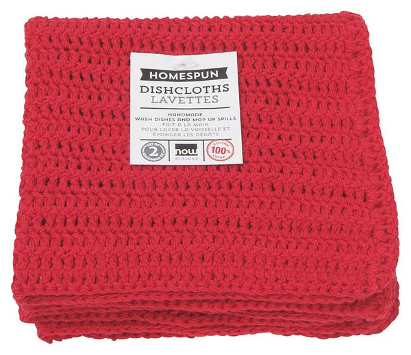 Now Designs Set of 2 Cotton Dishcloths - Red