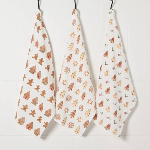 Now Designs Set of 3 "Holiday Cookies" Flour Sack Towels