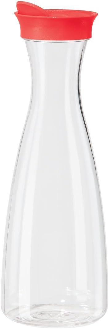 OGGI Clear Plastic Carafe with Flip Open Lid - Red