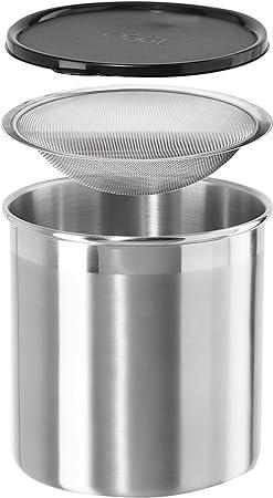 OGGI Stainless Steel Grease Can with Strainer