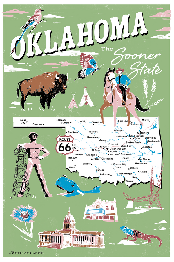 Oklahoma Icons State Towel
