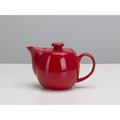 OmniWare One-Two Teaz Café Simply Red Stoneware 14 Ounce Teapot with Infuser