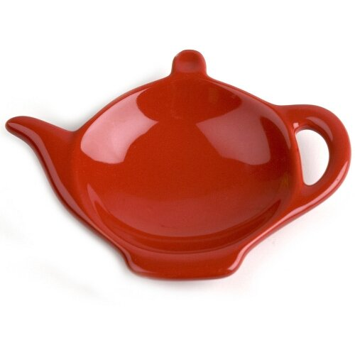 Omniware Teaz Ceramic Teapot Shaped Tea Bag Caddy-Red