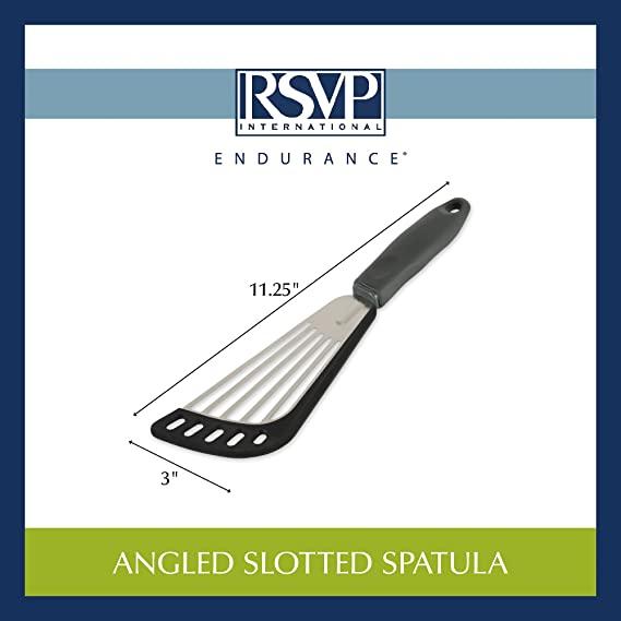 RSVP Angled Slotted Spatula with Silicone Edge
