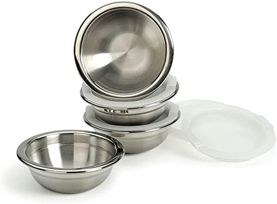 RSVP Stainless Steel 1C Prep Bowls with Lids - Set of 4