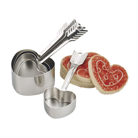 RSVP Stainless Steel Heart Measuring Cup Set (4)