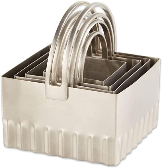 RSVP Stainless Steel Square Rippled Biscuit Cutters - Set of 4