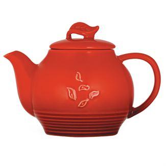 Republic of Tea Dancing Leaves Red Teapot