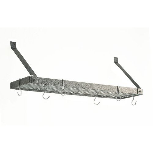 Rogar International Bookshelf Pot Rack Hammered Steel 35x8.5x13
