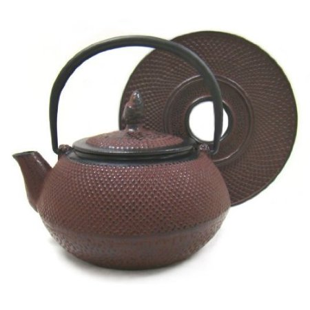 Sienna Red Hobnail Cast Iron Teapot with Trivet