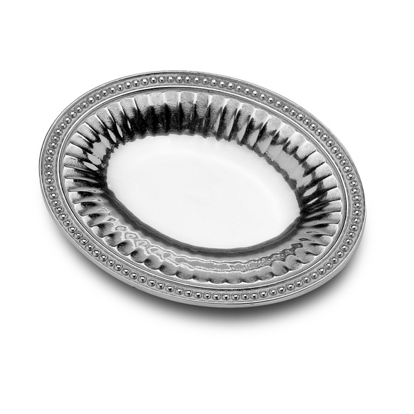 Wilton Armetale Flutes and Pearls Oval Bread Tray
