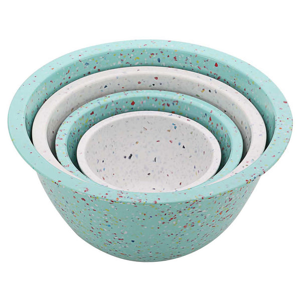 Zak Confetti Nested Bowl Set/4 Turquoise and White