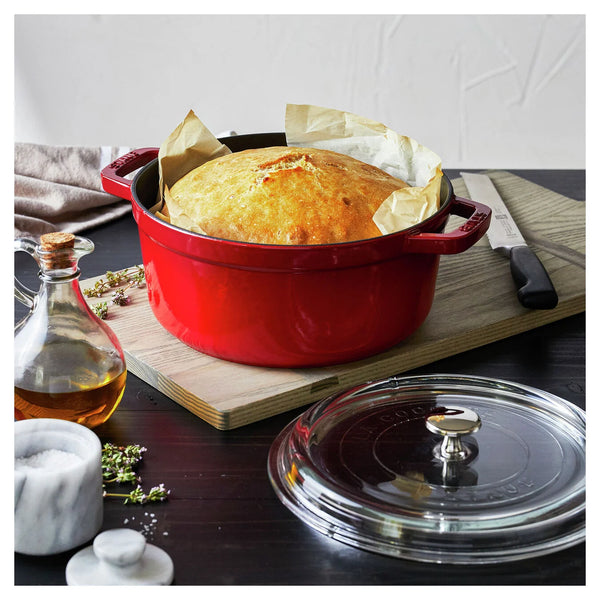 Staub 4qt Cherry Cast Iron Dutch Oven with Glass Lid – the