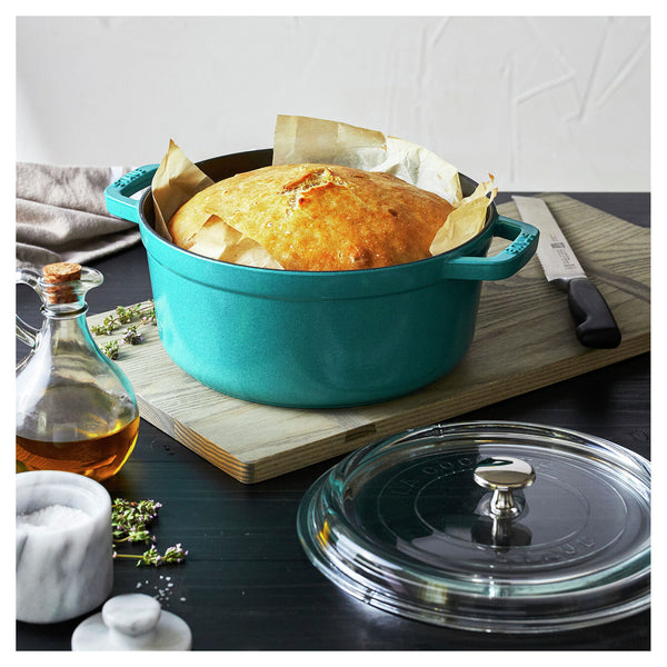 Staub 4qt Turquoise Cast Iron Dutch Oven with Glass Lid – the